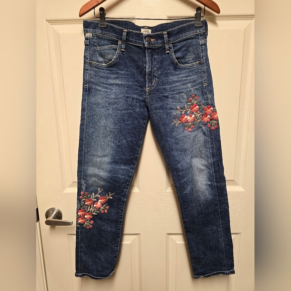 Citizens Of Humanity Premium Vintage Embroided Flowers Crop Sz 27